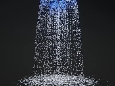 Faucet with Crystal Clear Water Flow Against Dark Background and Puddle 3d model
