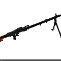 Classic Machine Gun Design With Wooden Stock Tripod Stand And Metal Ventilated Barrel