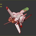White Model Aircraft With Red Accents Green Component Blue Tip Wings And Detailed Design