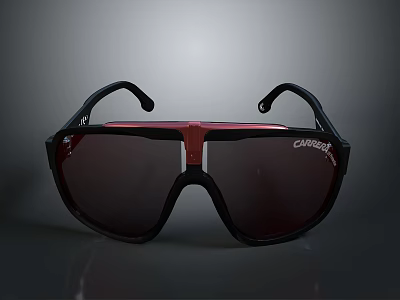 Carrera Stylish Oversized Sunglasses With Red Lenses Black Frame Double Bridge Design 3d model