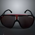 Carrera Stylish Oversized Sunglasses With Red Lenses Black Frame Double Bridge Design
