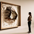 3D Textured Natural Mountain Landscape Wall Decor with Wooden Frame in Modern Indoor Space