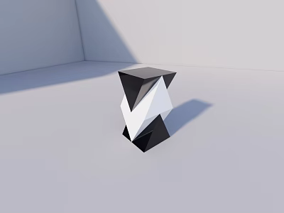 Modern Geometric Black And White Side Table For Minimalist Living Room Decor 3d model