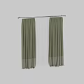 Elegant Green Curtains With Sheer White Layers For Window Interior Design 3d model