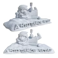 Detailed Snow Sculpture Carved Figure Holding Object With Inscribed Text Elements 3d model
