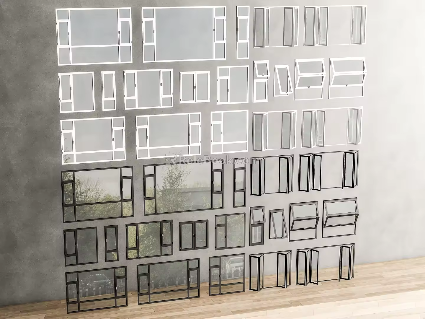 Modern window combination window glass window floor-to-ceiling window balcony window bay window bedroom window casement window door and window stainless steel sliding window 3d model