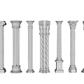 Roman Columns With Different Classical Architectural Designs And Intricate Details