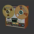 Vintage Reel to Reel Tape Recorder With Golden Reels Wooden Case And Control Panel