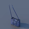 Stylish Blue Leather Handbag With Top Handle Long Shoulder Strap And Chain Details