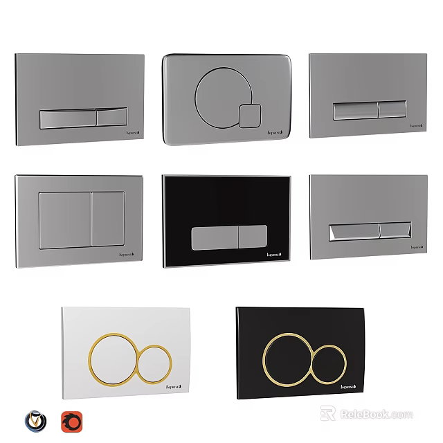 Modern Household Daily Use Switch Panels with Grey Black White and Gold Design 3d model 