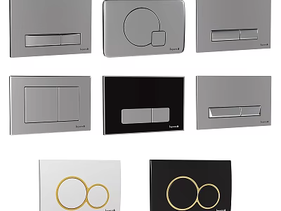 Modern Household Daily Use Switch Panels with Grey Black White and Gold Design 3d model