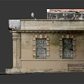 Architectural Model Of Small Building With Red Door Stone Steps And Decorative Items On Roof