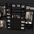 Modern Open Wardrobe With Shelves Hanging Folded Clothes Drawers And Shoes