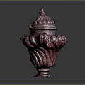 Elegant Red Decorative Urn With Intricate Lid And Swirled Patterns Design