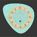 Unique Teal Electronic Clock With Irregular Shape And Round Numbered Dial Design