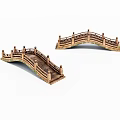 Two Arched Wooden Miniature Bridges With Ornate Railings For Decoration