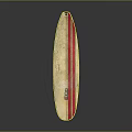 Firefly Wooden Surfboard With Beige Body And Red Stripes For Outdoor Use