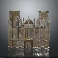 Ancient Gothic Castle Architecture With Towers Spires And Arched Windows 3d model
