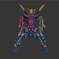 Smart Robot With Blue And Red Mechanical Design Armored Body And Multiple Legs