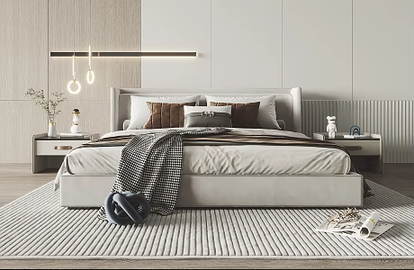Modern Minotti Background Double Bed 3d model