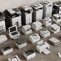 Modern Office Appliances Collection Featuring Various Printer Copier And Scanner Models 3d model