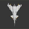 Navy Fighter Jet In White With Yellow Red Accents And Mounted Missiles
