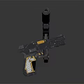 Futuristic Tactical Pistol with Black Yellow Accents Grip Barrel and Modular Components