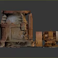 Rusty Red Industrial Equipment With Circular Top And Bolted Base Structure