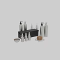 Daily Washing Essentials Silver Bottles Soap Dispensers and Storage Box