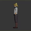 Game And Movie Character With Straw Hat White Shirt Blue Scarf Purple Pants Red Boots