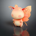 Cute Game Animation Character With Pink Chubby Body Red Antennae And Butterfly Wings