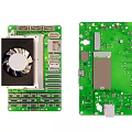 Detailed View of Green Circuit Boards With Fan Multiple Ports And Electronic Components