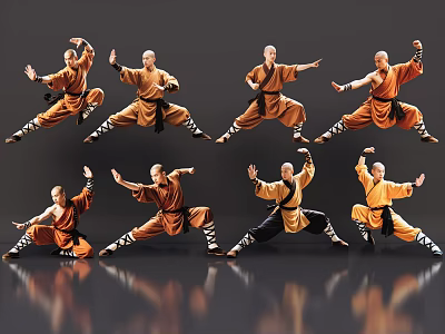 2D costume figure Shaolin monk Shaolin kungfu Shaolin monk costume man 3d model