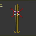 Metal Long Handle Weapon With Crescent Blades Spikes And Symmetrical Design