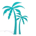 Two Blue Palm Trees Simple Illustration With Tropical Leaf Design 3d model