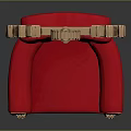 Luxury Red Armchair With Golden Carved Decorations And Elegant Design