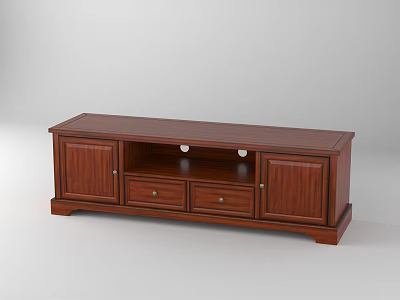 Classic Wooden TV Stand With Cabinet Doors And Drawers For Living Room 3d model