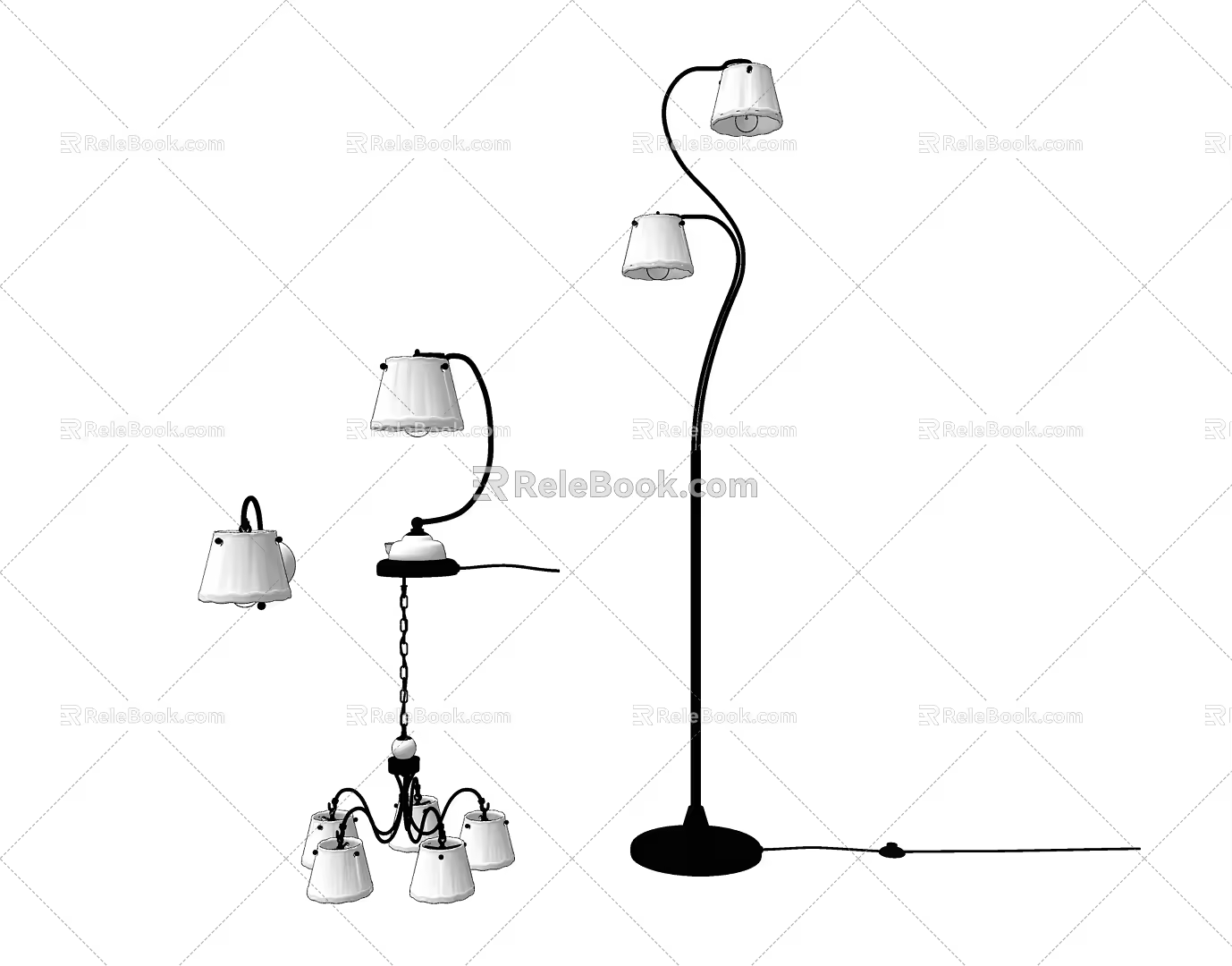 Simple European lamps and lanterns combination lamps 3d model