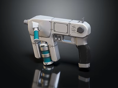 Professional Industrial Equipment With Silver Body Blue Components And Ergonomic Handle 3d model