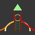 Colorful Playground Structure With Green Yellow Roofs Red Slides And Ladders