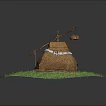 Traditional Thatched House With Thatched Roof Decorative Entrance Cloth Green Grass And Pathway To Doorway