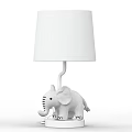 Modern White Table Lamp With Elephant Base And Fabric Shade For Bedroom Decor