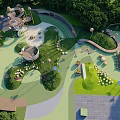 Modern Children's Play Area Forest Theme Children's Park Log Theme Children's Park Mushroom Frame Playground Equipment Paddling Pool Climbing Frame 3d model