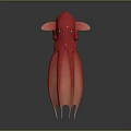 Modern Red Fantasy Creature Character With Sleek Tentacle Form And Blue Details