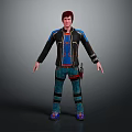 Stylish 3D Character With Red Hair Black Jacket Blue Jeans And Red Tool Belt