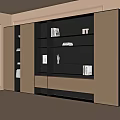 Modern Bookcase Design With Shelves Built in Lighting and Cabinet Doors