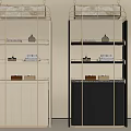 Modern Style Decorative Cabinets With Metal Frame Multiple Shelves And Beige Black Design