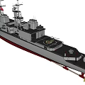 Detailed Military Warship F-314 Model With Radar Turret And Deck Structure