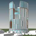Modern Office Building With Curved Glass Facade In Urban City Center And Unique Architectural Structure