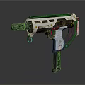 Modern Tactical Handgun With White Black Finish Ergonomic Grip Top Rail And Red Accent